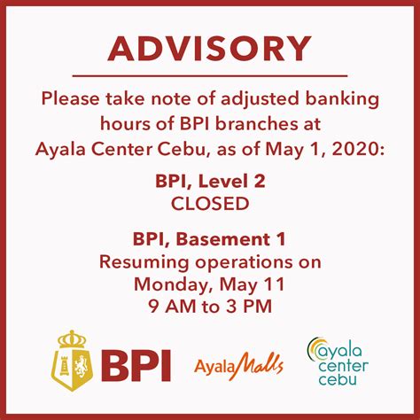 bpi ayala cebu banking hours|BPI Branch .